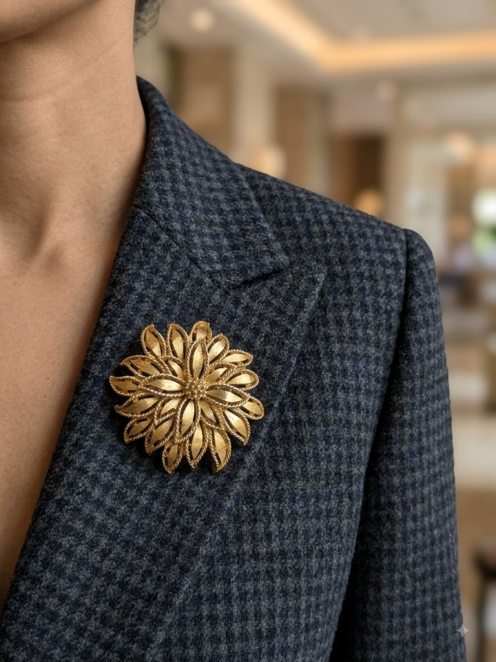 D'Orlan Vintage Floral Flower Brooch Pin Quiet Luxury Bohemian 70s Retro - Picture 4 of 14